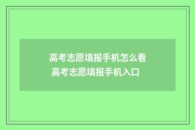 高考志愿填报手机怎么看 高考志愿填报手机入口