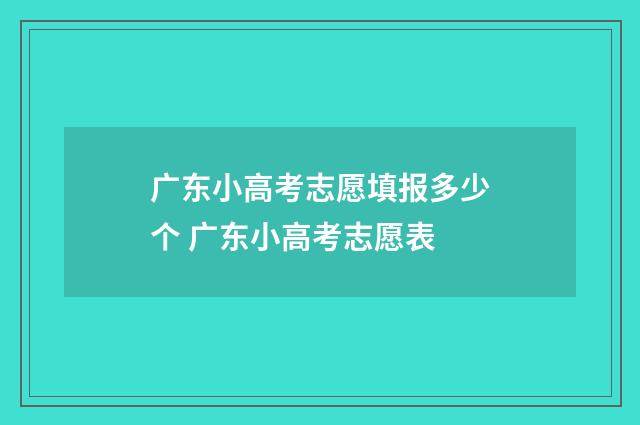 广东小高考志愿填报多少个 广东小高考志愿表