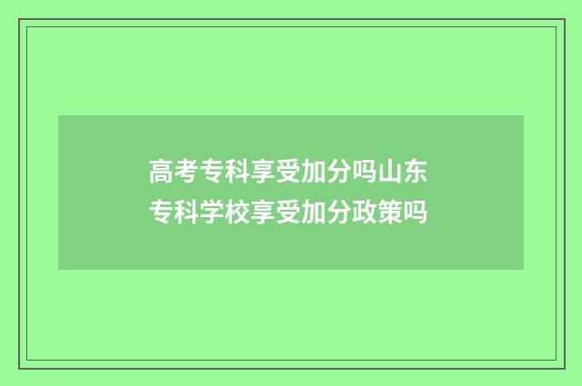 高考专科享受加分吗山东 专科学校享受加分政策吗