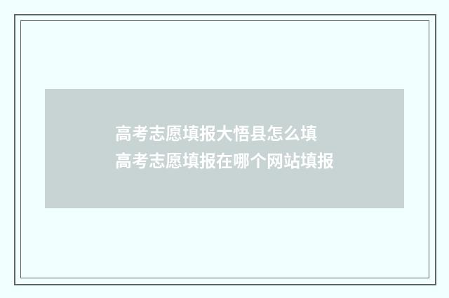 高考志愿填报大悟县怎么填 高考志愿填报在哪个网站填报