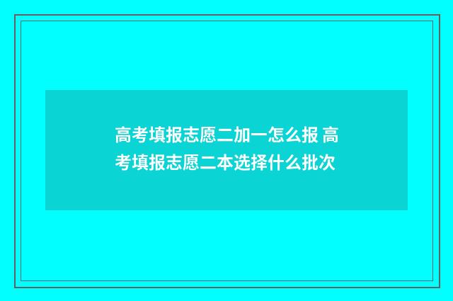 高考填报志愿二加一怎么报 高考填报志愿二本选择什么批次