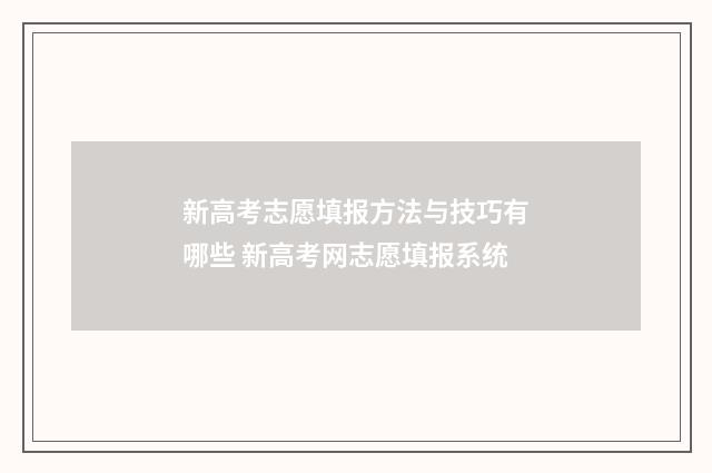 新高考志愿填报方法与技巧有哪些 新高考网志愿填报系统