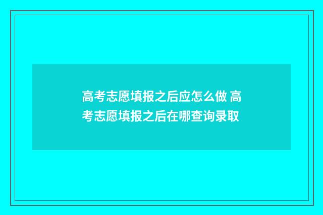 高考志愿填报之后应怎么做 高考志愿填报之后在哪查询录取