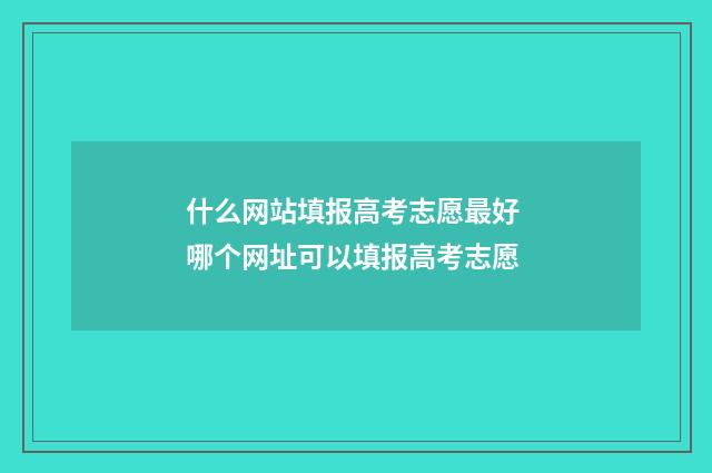 什么网站填报高考志愿最好 哪个网址可以填报高考志愿