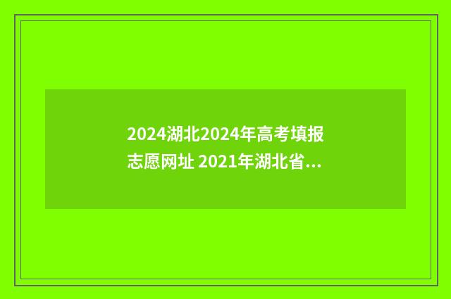 2024湖北2024年高考填报志愿网址 2021年湖北省高考时间确定