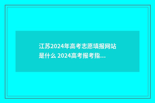 江苏2024年高考志愿填报网站是什么 2024高考报考指南