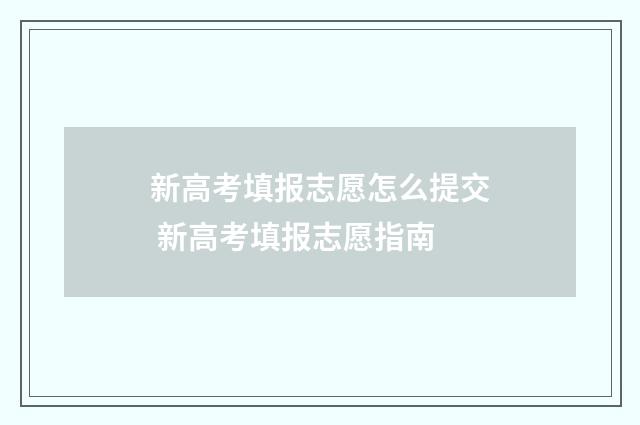新高考填报志愿怎么提交 新高考填报志愿指南