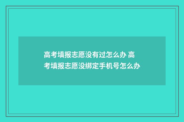 高考填报志愿没有过怎么办 高考填报志愿没绑定手机号怎么办