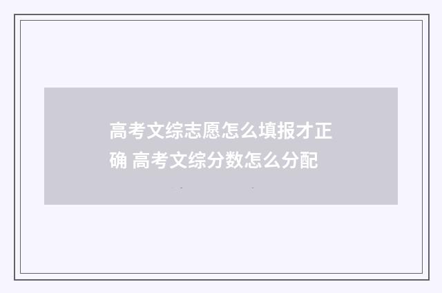 高考文综志愿怎么填报才正确 高考文综分数怎么分配