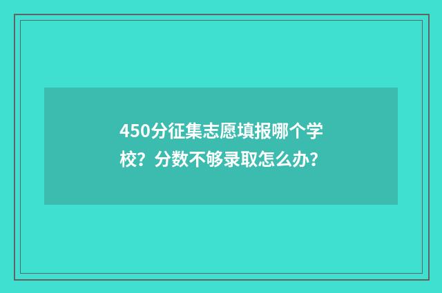 450分征集志愿填报哪个学校？分数不够录取怎么办？