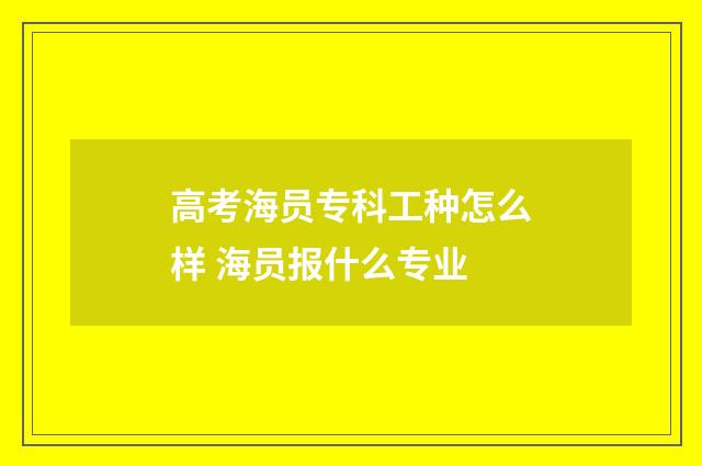 高考海员专科工种怎么样 海员报什么专业