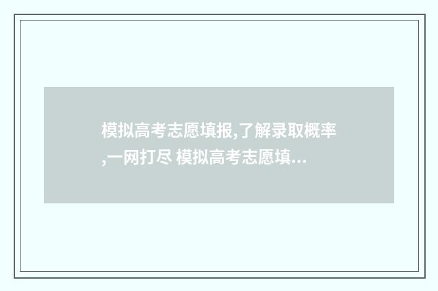 模拟高考志愿填报,了解录取概率,一网打尽 模拟高考志愿填报网站