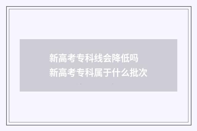 新高考专科线会降低吗 新高考专科属于什么批次
