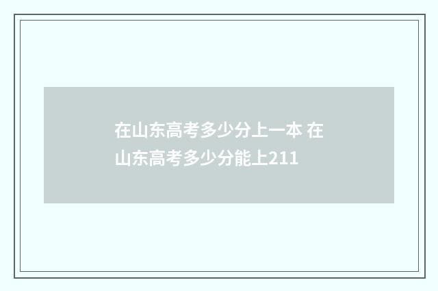 在山东高考多少分上一本 在山东高考多少分能上211