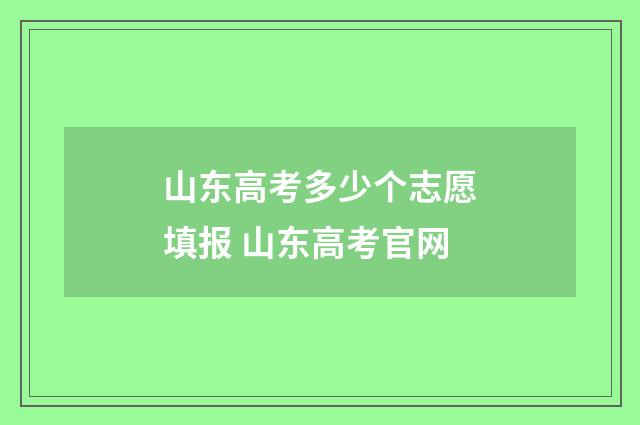 山东高考多少个志愿填报 山东高考官网