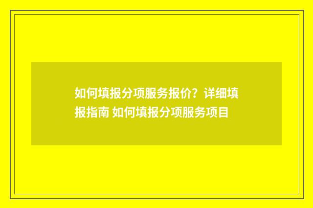 如何填报分项服务报价？详细填报指南 如何填报分项服务项目