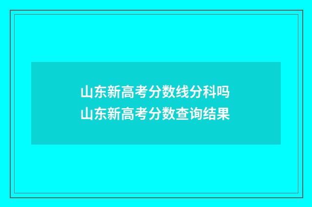山东新高考分数线分科吗 山东新高考分数查询结果