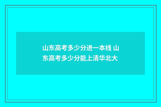 山东高考多少分进一本线 山东高考多少分能上清华北大