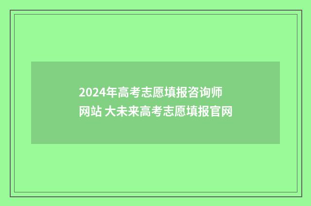 2024年高考志愿填报咨询师网站 大未来高考志愿填报官网