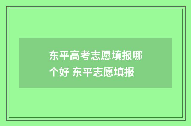 东平高考志愿填报哪个好 东平志愿填报