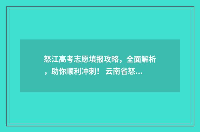 怒江高考志愿填报攻略,全面解析,助你顺利冲刺! 云南省怒江州高考成绩