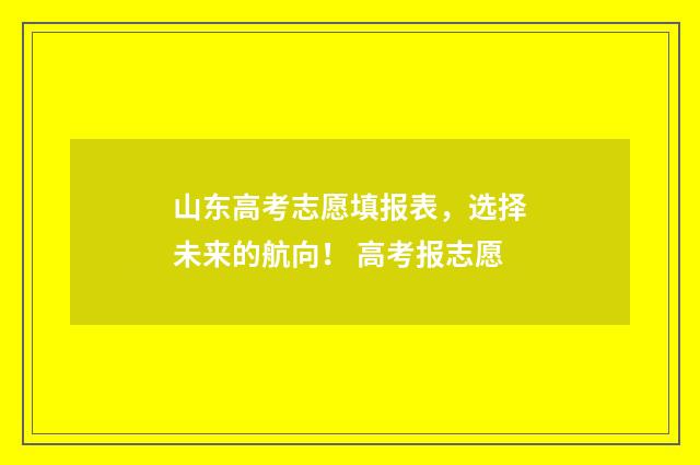 山东高考志愿填报表，选择未来的航向！ 高考报志愿