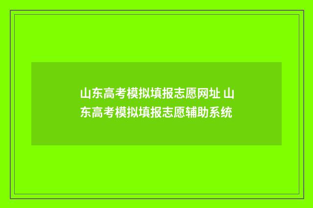 山东高考模拟填报志愿网址 山东高考模拟填报志愿辅助系统