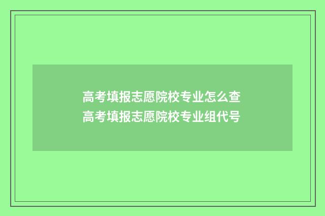 高考填报志愿院校专业怎么查 高考填报志愿院校专业组代号