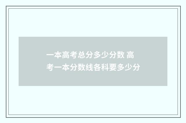 一本高考总分多少分数 高考一本分数线各科要多少分