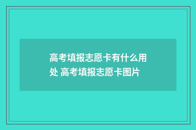 高考填报志愿卡有什么用处 高考填报志愿卡图片