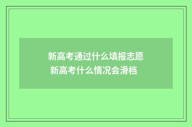 新高考通过什么填报志愿 新高考什么情况会滑档