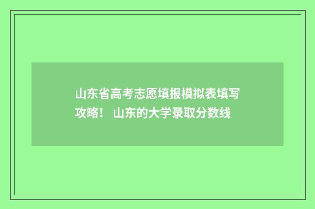 山东省高考志愿填报模拟表填写攻略！ 山东的大学录取分数线