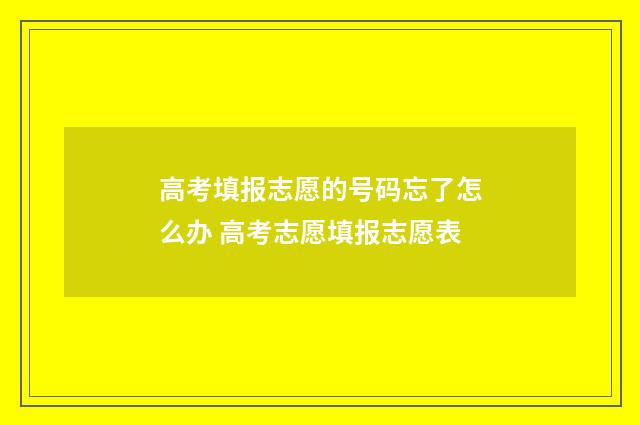 高考填报志愿的号码忘了怎么办 高考志愿填报志愿表