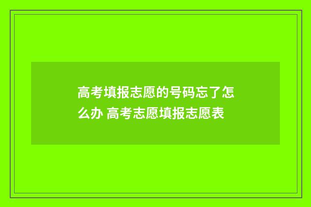 高考填报志愿的号码忘了怎么办 高考志愿填报志愿表