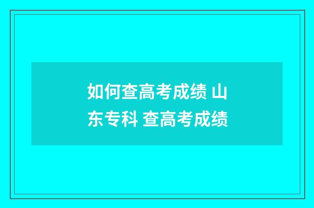 如何查高考成绩 山东专科 查高考成绩