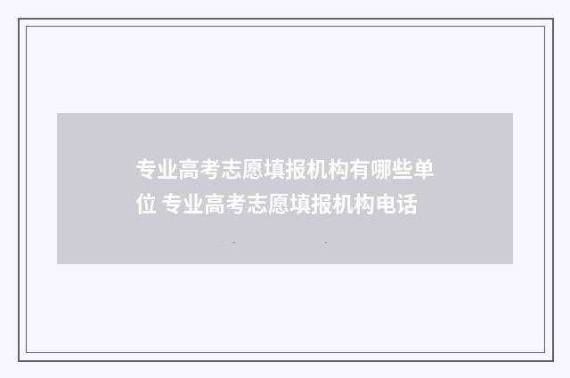 专业高考志愿填报机构有哪些单位 专业高考志愿填报机构电话