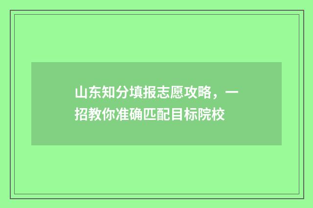 山东知分填报志愿攻略,一招教你准确匹配目标院校