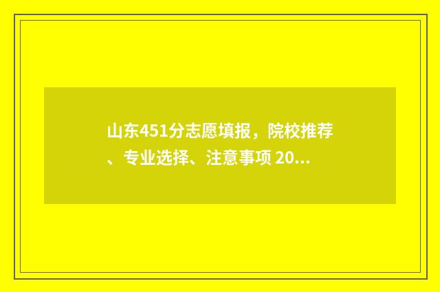 山东451分志愿填报,院校推荐、专业选择、注意事项 2021山东高考451分能报本科吗