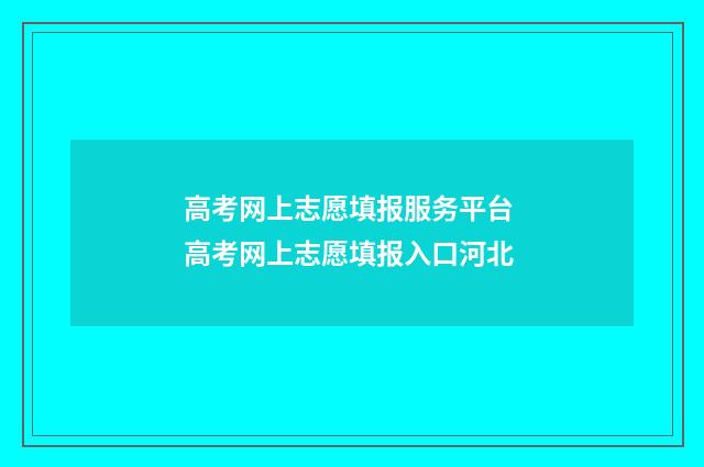 高考网上志愿填报服务平台 高考网上志愿填报入口河北