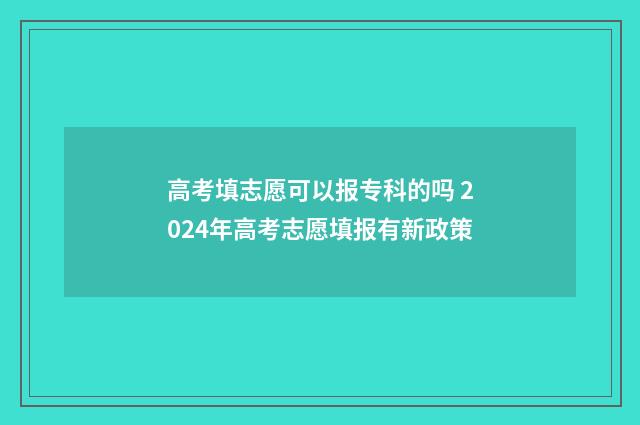 高考填志愿可以报专科的吗 2024年高考志愿填报有新政策