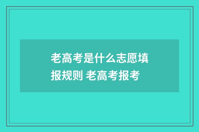 老高考是什么志愿填报规则 老高考报考