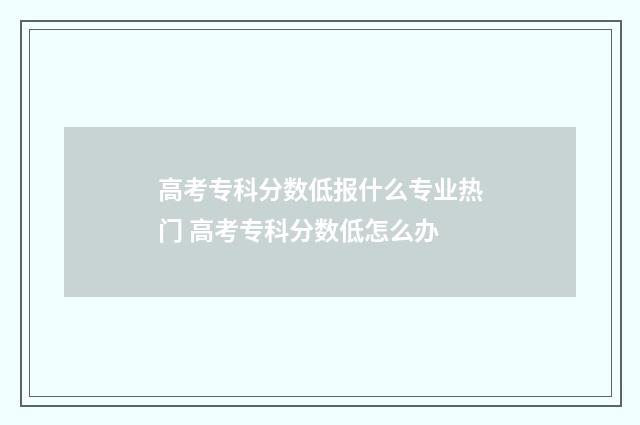 高考专科分数低报什么专业热门 高考专科分数低怎么办