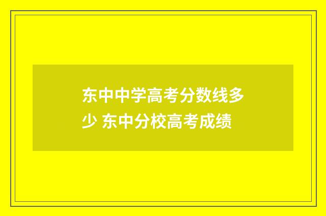 东中中学高考分数线多少 东中分校高考成绩