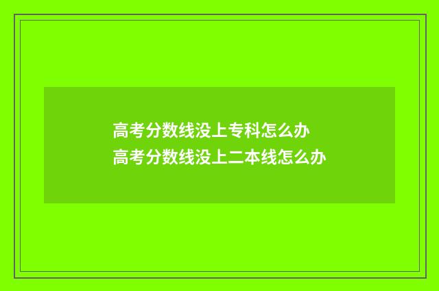 高考分数线没上专科怎么办 高考分数线没上二本线怎么办