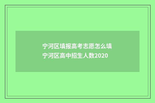 宁河区填报高考志愿怎么填 宁河区高中招生人数2020