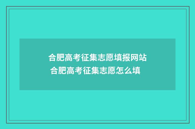 合肥高考征集志愿填报网站 合肥高考征集志愿怎么填