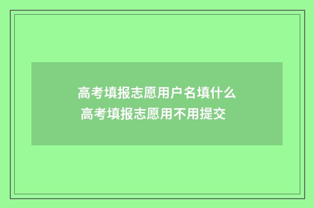 高考填报志愿用户名填什么 高考填报志愿用不用提交