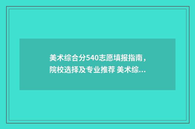 美术综合分540志愿填报指南,院校选择及专业推荐 美术综合分495