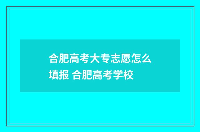 合肥高考大专志愿怎么填报 合肥高考学校