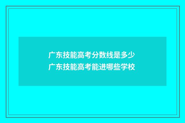 广东技能高考分数线是多少 广东技能高考能进哪些学校